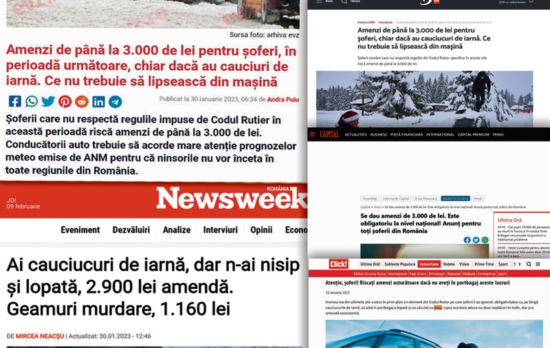 Șoferii nu primesc amendă dacă nu au în portbagaj lopată și saci cu nisip. Pe urmele unui fake-news care a transformat o recomandare într-o lege