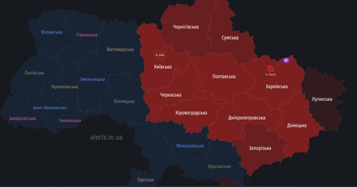 Harta de alertă a Ucrainei pentru marți, la ora 20:40 Captură X
