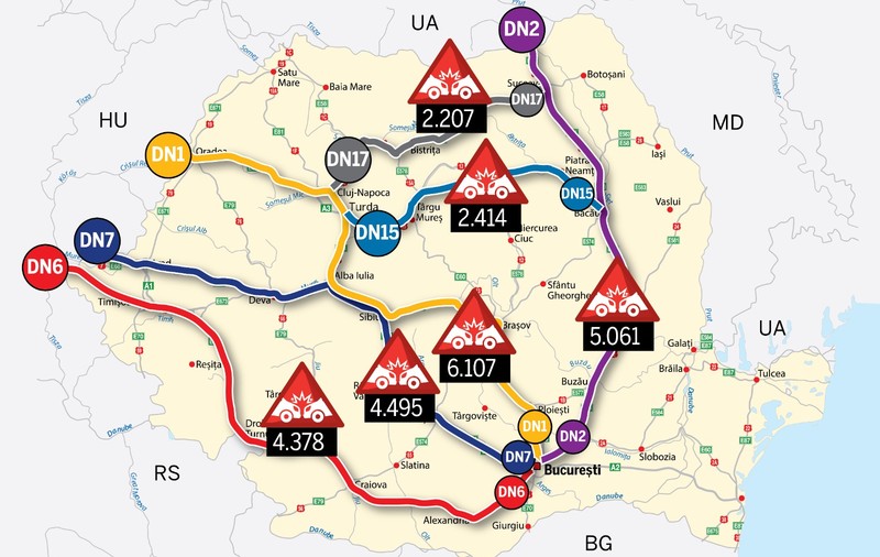 Șoselele morții. Care sunt cele mai periculoase drumuri din țară și câte accidente au avut loc în ultimii 10 ani