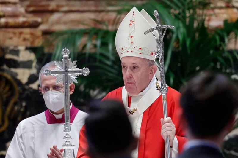 Papa Francisc, în timpul slujbei. Foto: Profimedia