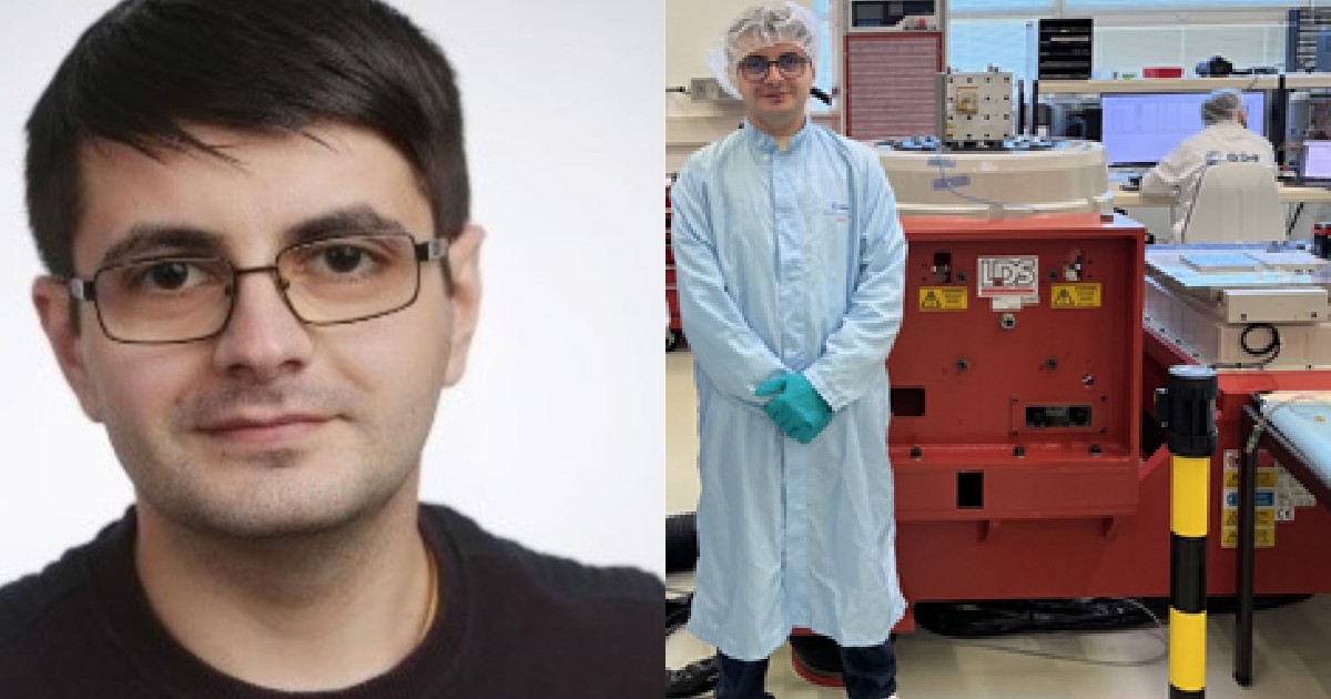 Inginerul român Laurențiu în camera curată de la ESTEC, pregătind testarea modelelor demonstrative de zbor cu bandă ultra-largă pe Lună