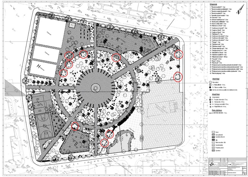 Amplasarea arborilor de mătase persan în parcul Sebastian
