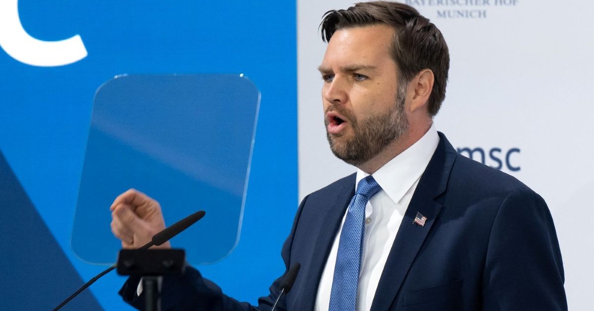 14 februarie 2025, Bavaria, München: JD Vance, vicepreședintele Statelor Unite ale Americii, vorbește la Conferința de securitate de la München