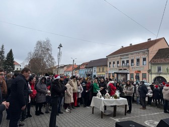 Oameni veniți la târg să cumpere o căsuță sau să doneze bani