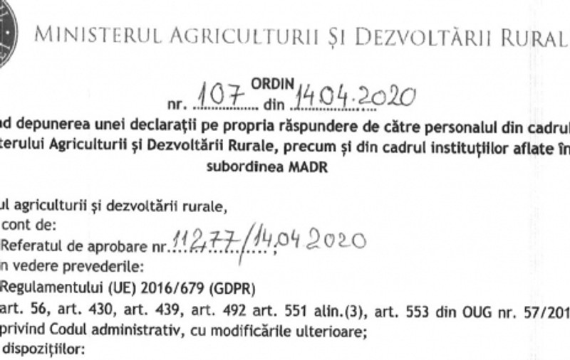 Angajații Ministerului Agriculturii, obligați să nu divulge secrete despre stocurile de hrană. Cine încalcă ordinul, dosar penal