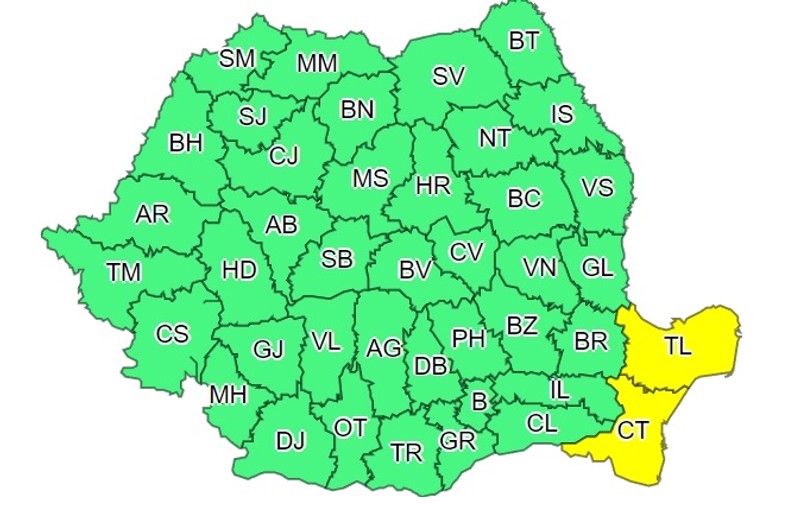Litoralul, sub avertizare cod galben de vânt puternic. Cum va fi vremea la Bucureşti