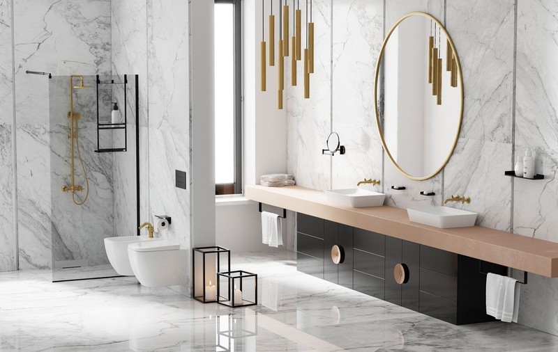 Baterii baie colorate, noul design care definește baia ta