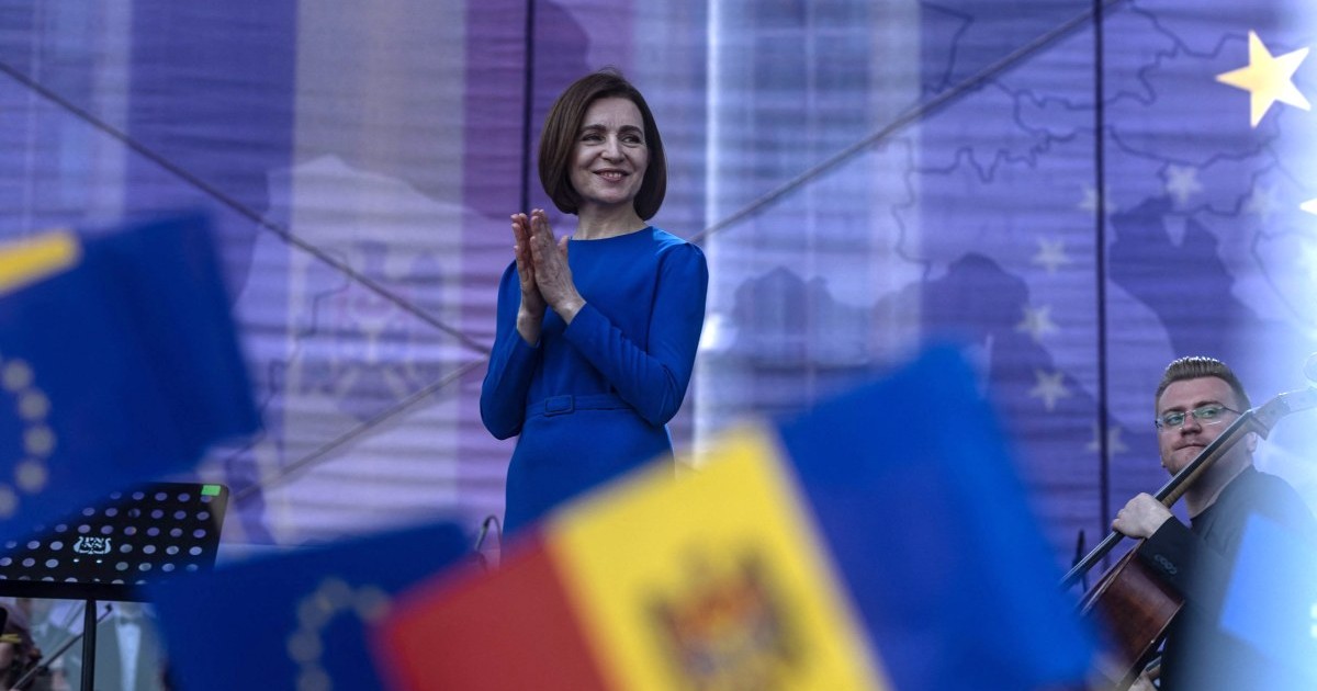 Maia Sandu în timpul unui marș proeuropean la Chișinău Foto: Hepta
