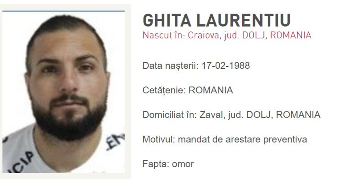 Poza lui Laurențiu Ghiță, pe site-ul Poliției Române