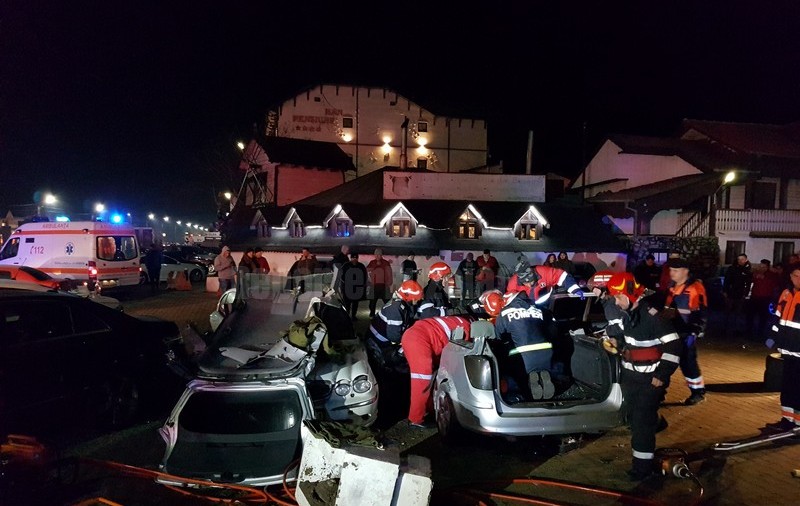 Accident înfiorător, surprins de camerele de supraveghere pe E85 în județul Buzău. Șase oameni au fost răniți