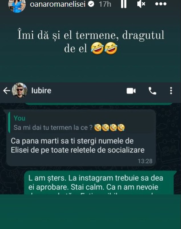 Ce mesaj a primit Oana Roman de la Marius Elisei. Vedeta a răbufnit: „Îmi dă și el termene, drăguțul de el”