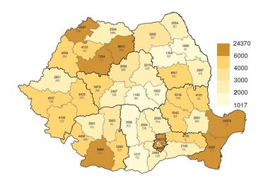 Sursa datelor: (i) Institutul Național de Statistică (INS) pentru populația județelor (2019); (ii) Ministerul Fondurilor Europene, Direcția de Comunicare pentru fondurile europene contractate. Date disponibile online