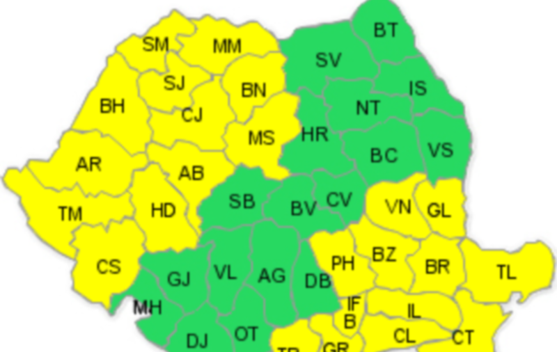 ATENŢIONARE METEO: COD GALBEN DE CANICULĂ în sudul ţării şi COD GALBEN DE FURTUNI în vest şi nord! Disconfortul termic depăşi PRAGUL CRITIC