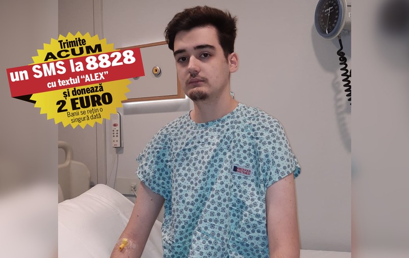 Alex, fiul a doi foști canotori, are nevoie de 250.000 de euro pentru imunoterapie. Medicamentul produs în SUA îi poate salva viața băiatului care de 18 ani se luptă cu cancerul