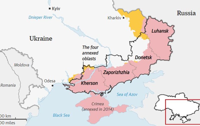 Rusia nu mai controlează complet niciuna dintre cele patru provincii ucrainene pe care vineri anunța că le-a anexat „pentru totdeauna”