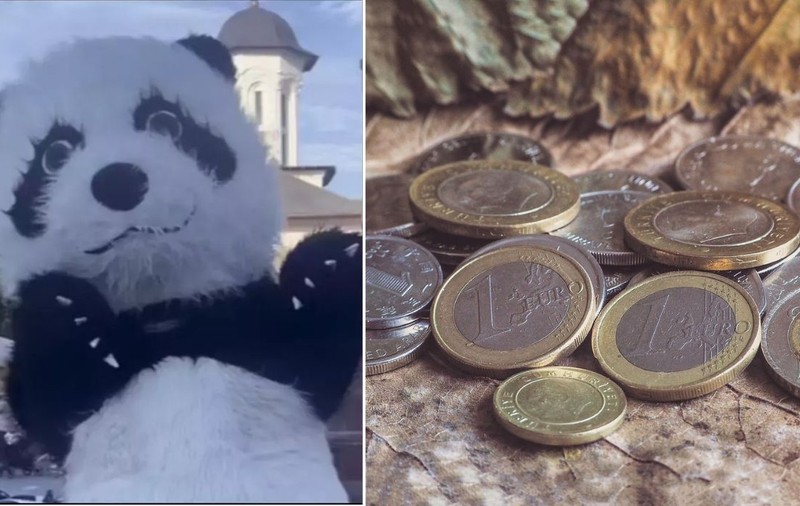 Un român îmbrăcat în panda a numărat câți bani a câștigat pe stradă, la Florența: „Practic, cu copiii și cu părinții. Poliția te lasă în pace”