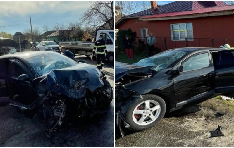 Impact violent în Olt între două mașini. Cinci persoane, printre care și trei copii, la spital