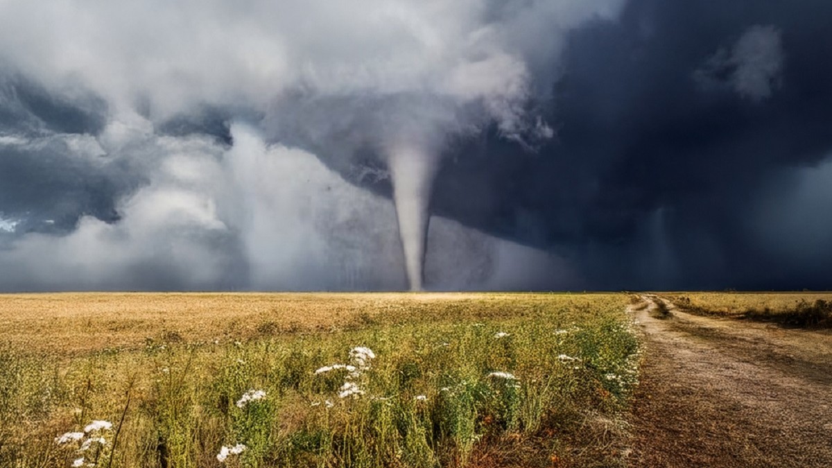 Ce înseamnă când visezi tornada- O tornadă se formează amenințător pe un camp