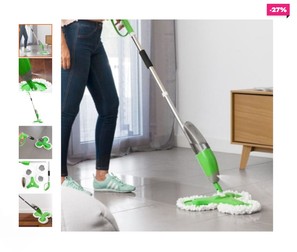 Mopul rotativ cu 3 lavete și recipient pulverizare, Trimoppy, 600 ml, verde