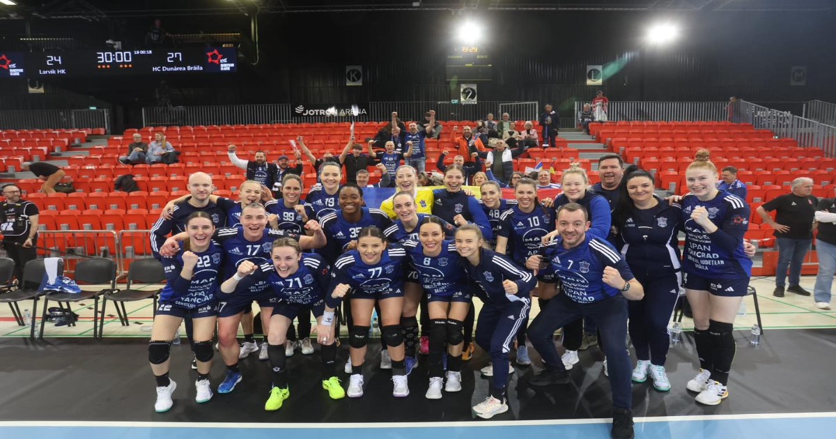 Handbalistele de la Dunărea Brăila au triumfat în fața echipei norvegiene Larvik Foto:Facebook/HC Dunarea Braila - Oficial