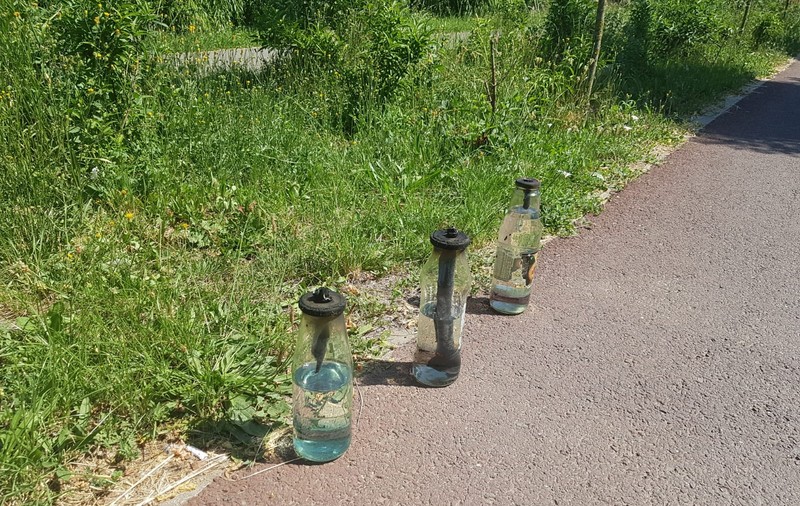 UPDATE: Sticle incendiare în fața sediului PSD din Timișoara. Trei dintre ele erau explodate. Poliția s-a sesizat din oficiu/ FOTO