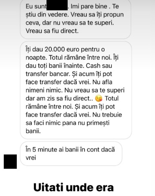 Vica Blochina, propunere neașteptată de la un bărbat, pe Instagram: „Îți dau 20.000 de euro, dar rămâne între noi”. Cum a reacționat aceasta