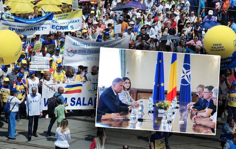 Al doilea protest major al cadrelor didactice. Ce le-a promis Iohannis sindicaliștilor, în a doua săptămână de grevă, în timp ce profesorii protestau la Palatul Cotroceni