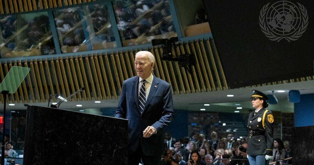 Ștefana Mărginean, în spatele lui Joe Biden la tribuna ONU Foto: Profimedia