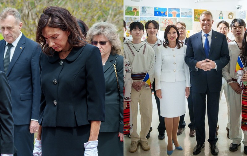 Carmen Iohannis, lăudată pentru ținutele purtate în Coreea de Sud: „E Jacqueline Kennedy ca stil”. Ce designer român a îmbrăcat-o de această dată