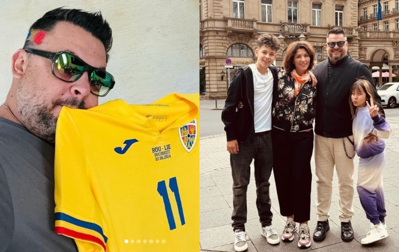 Mihai Bobonete, cu familia la meciul România - Belgia de la EURO 2024: „Îi iau și pe copii”. Cine e și cu ce se ocupă soția comediantului