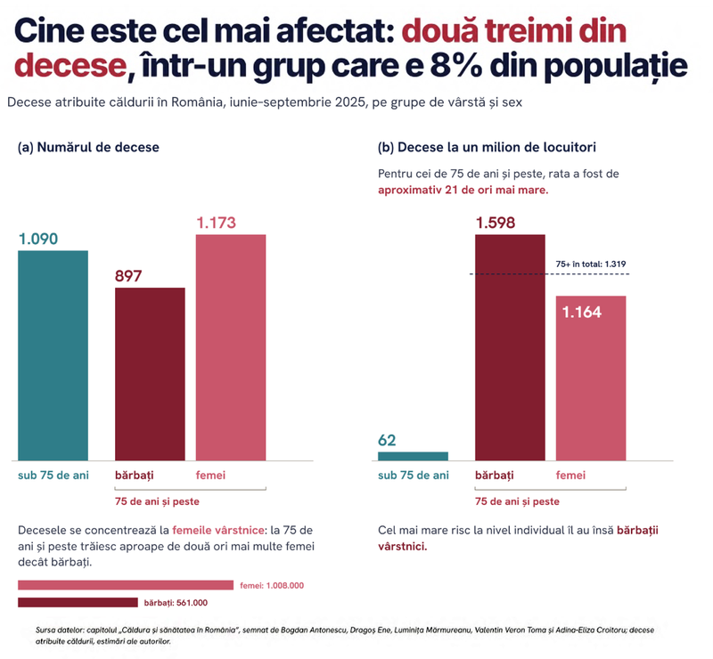 Decese atribuite căldurii pe vârste