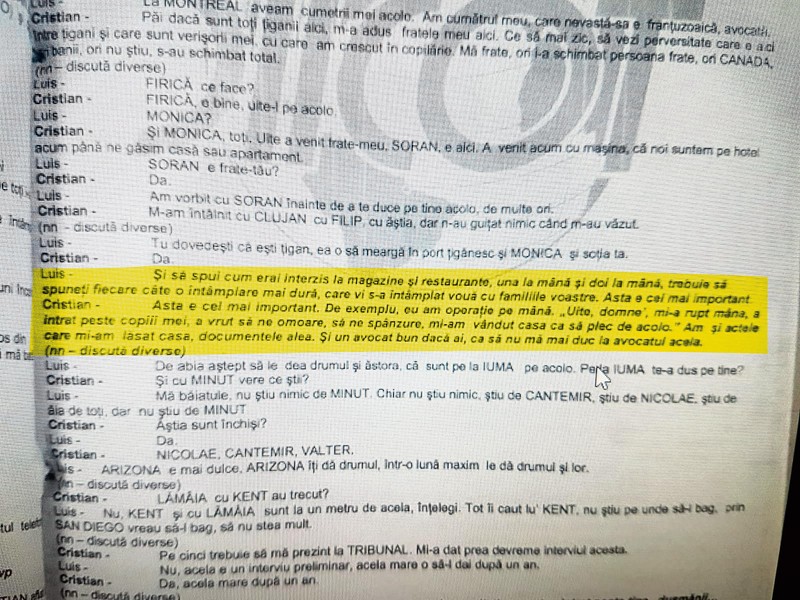 Transcript of the conversation in which Popescu Luigi Cristinel, known as Luis, teaches one of the men about to cross the border illegally how to apply for political asylum, if caught. “Seeking political asylum in the USA is the method that those trafficked resort to, when apprehended,” explains a source within the Romanian judiciary system