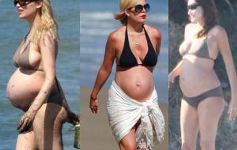 Cum arată vedetele însărcinate în costum de baie 