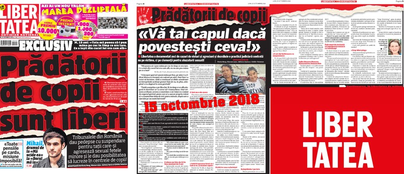 ”Prădătorii de copii sunt liberi”, titlul campaniei începută de Libertatea pe 15 octombrie 2018