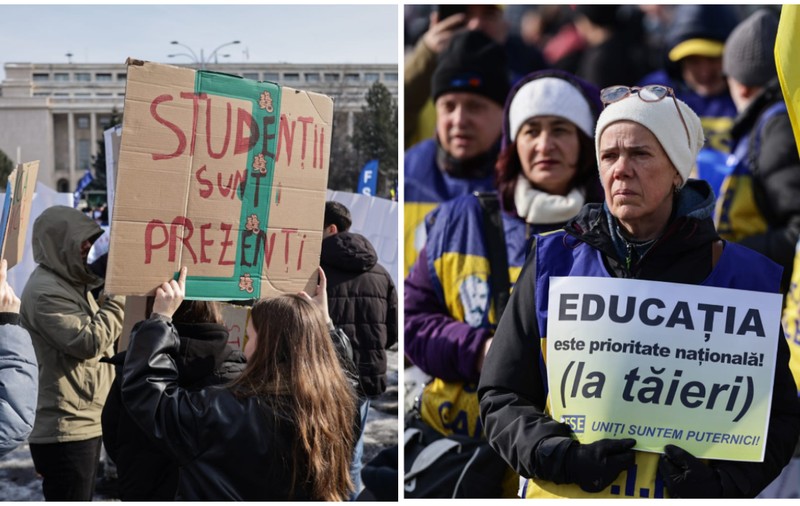 Profesorii și studenții protestează față de Legea Bolojan din Educație: „Școală săracă = țară needucată”