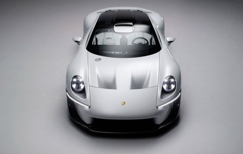 masina alba marca porsche modelul mission s. masina e alba poza studio pe un fundal alb