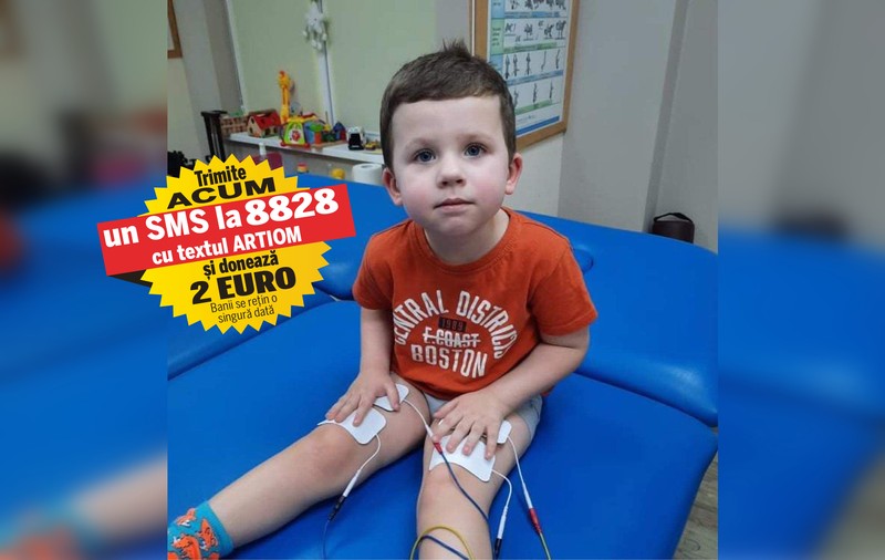 Artiom are nevoie de 60.000 de euro ca să nu ajungă în scaunul cu rotile. Băiatul de patru ani suferă de amiotrofie spinală musculară
