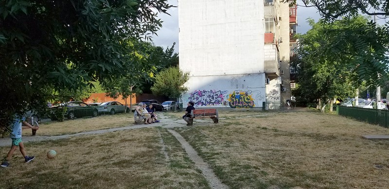 FERENTARI 23 - un colț verde aflat lângă scara cu numărul 1 a blocului din zonă