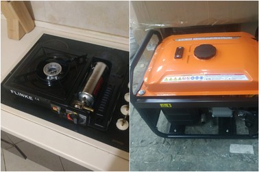Alex folosește un arzător pe gaz pentru gătit și un generator instalat pe balcon pentru curent electric.