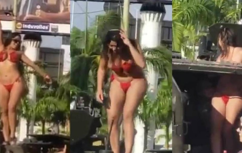 Indignare în Ecuador, după ce un fotomodel a dansat în costum de baie pe un tanc desfășurat pentru a arăta forța armatei în combaterea criminalității