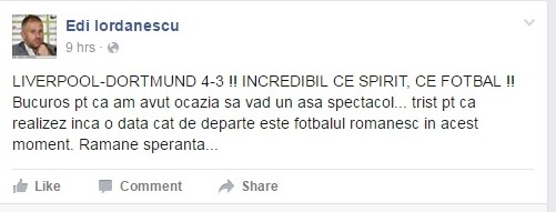 Mesajul lui Edi Iordănescu
