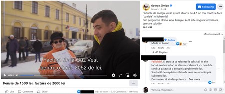 A doua cea mai populară postare publicată pe 13.01.2022 pe profilul lui George Simion, atingând peste un milion de vizualizări și peste 13.000 de distribuiri