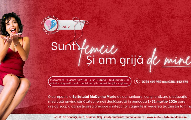 Acces gratuit la control și analize ginecologice la Maternitatea MaDonna Maria Craiova. Continuă campania „Sunt femeie și am grijă de mine!”