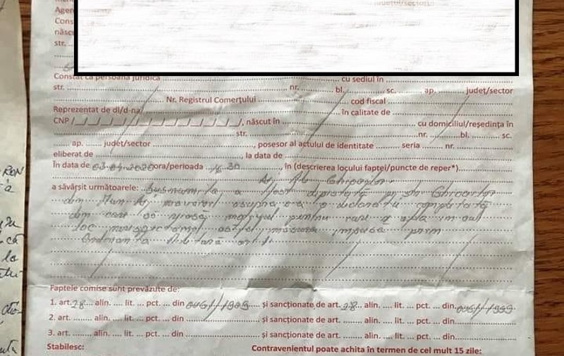 O clujeancă de 72 de ani a fost amendată cu 5.000 de lei, pentru că a ieșit din casă și a avut abateri repetate