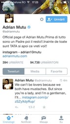Mesajul postat de Adrian Mutu foto: Twitter