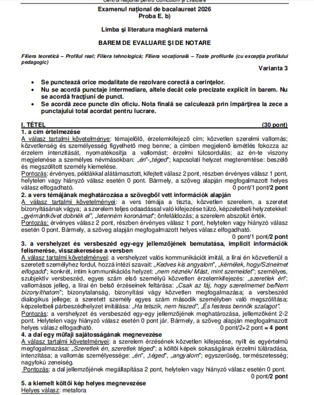 Ce subiecte au avut de rezolvat elevii la proba la Limba maternă la BAC 2026, sesiunea de toamnă