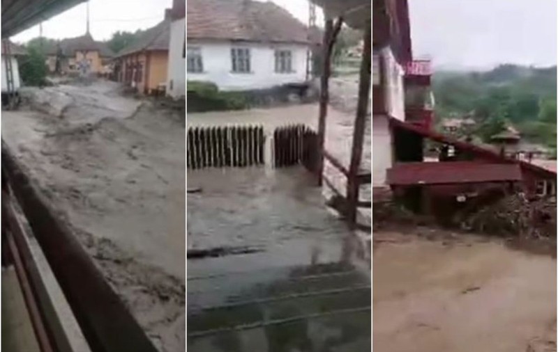 O comună din Alba, măturată de viitură. Casele au fost inundate, drumurile, distruse