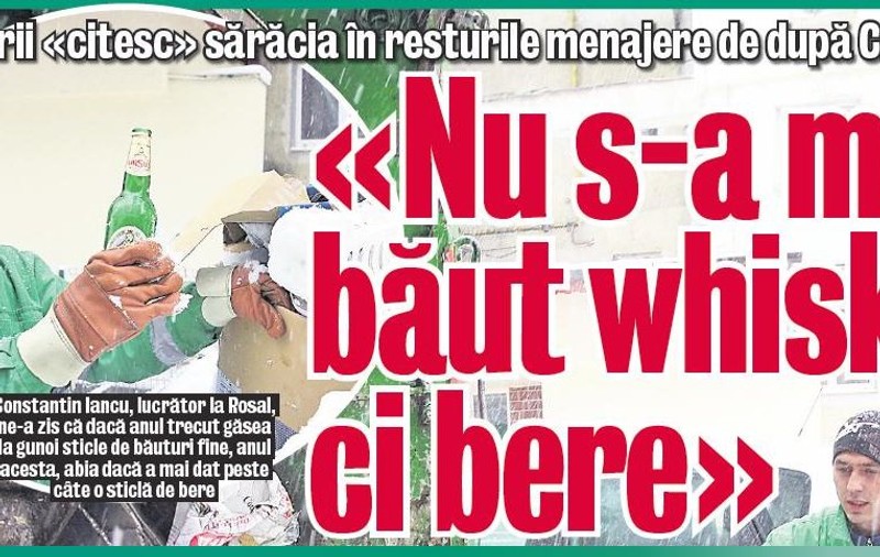 Gunoierii "citesc" sărăcia în resturile menajere de după Crăciun: "Nu s-a mai băut whisky, ci bere"