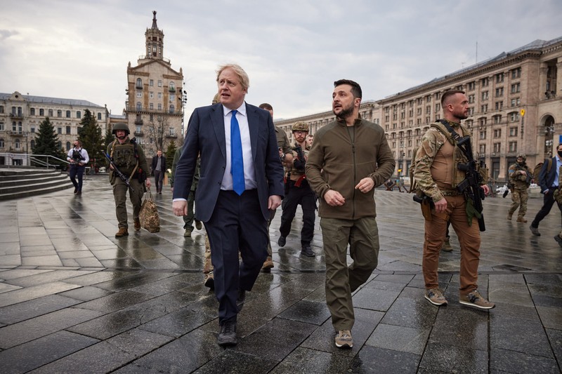 Boris Johnson și Volodimir Zelenski prin Kiev / Foto: Volodimir Zelenski - Facebook