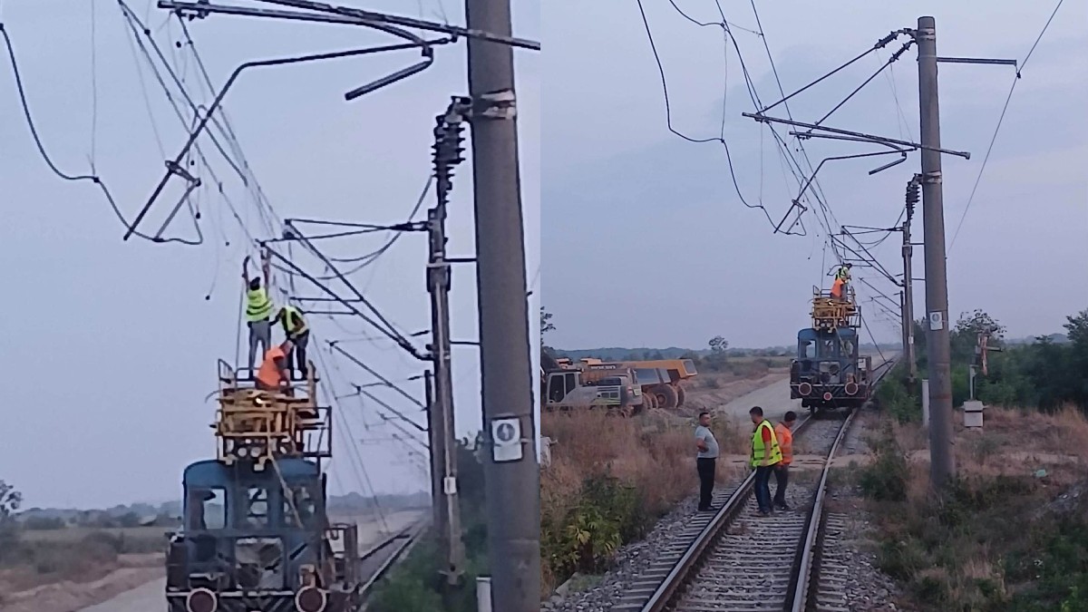 Circulația feroviară pe Magistrala 100 a fost afectată în zona stației Tapia, din județul Timiș, cu ajutorul locomotivelor diesel, după ce un utilaj agricol ar fi rupt linia de contact.